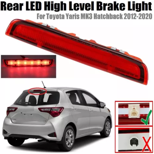 Car Accessories Uk - 車のライトトヨタヤリス MK3 ハッチバック 2012-2020-英国リア高レベルブレーキライト LED リアブレーキストップテールランプアクセサリー