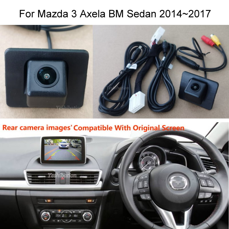 Rear Camera For Car - 車のリアカメラのセット,mazda 3,axela mazda3セダンbm bm bn,2014〜2018,HD,暗視,rca,オリジナル画面