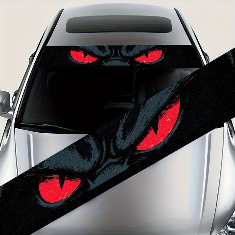 車のフロントガラス用サンバイザーバナーデカール 悪魔の赤い目 - Car Accessories On Amazon のレビューと価格