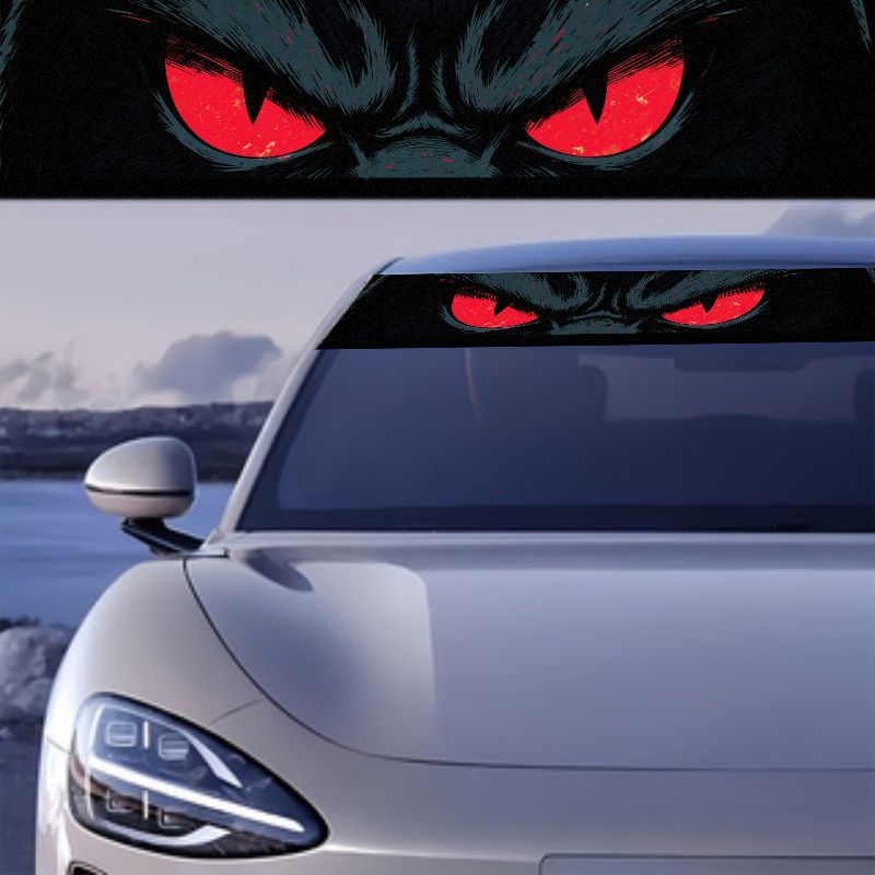 車のフロントガラス用サンバイザーバナーデカール 悪魔の赤い目 - Car Accessories On Amazon のレビューと価格