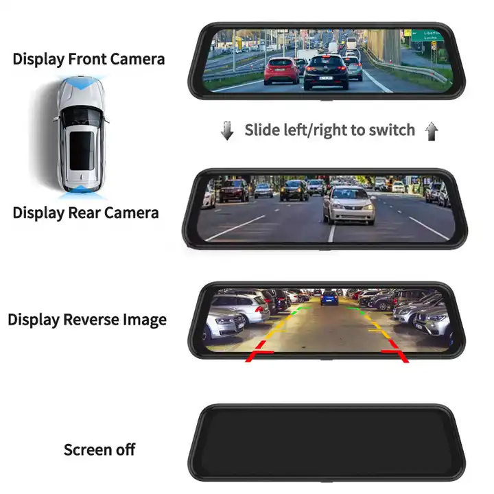 10インチミラーダッシュカムナイトビジョン1080P FHD - Rear Camera For Car のレビューと価格