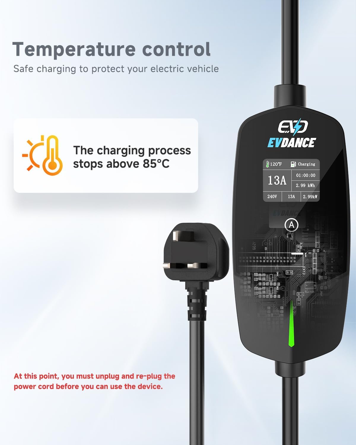 EVDANCE ポータブルEV充電器 タイプ2 UKプラグ  - Car Accessories Uk のレビューと価格