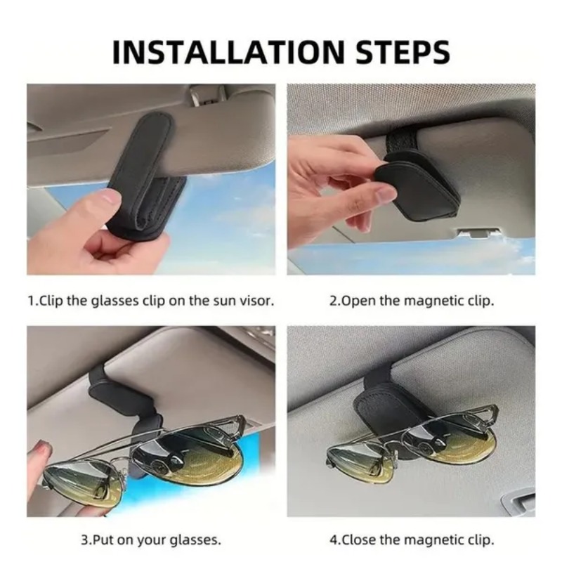 車のサンバイザーメガネケースホルダーサングラスクリップチケッ - Car Accessories Essentials のレビューと価格